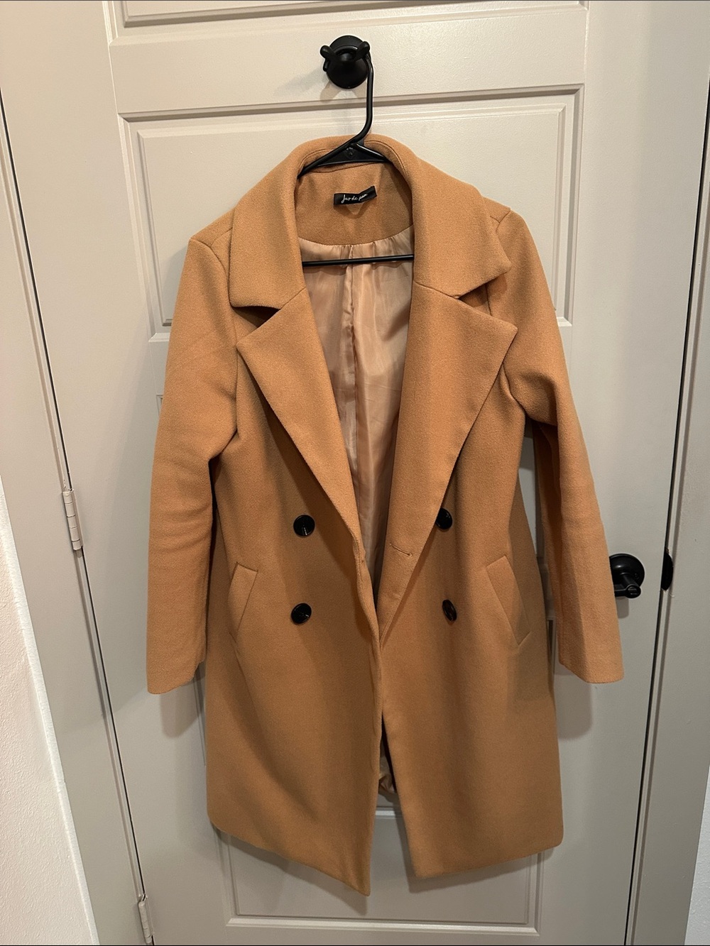 Double-Breasted Camel Pea Coat - Warm Camel
